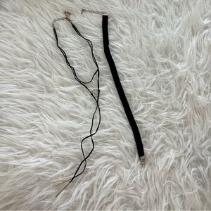 Set of 2 Black Felt Chokers